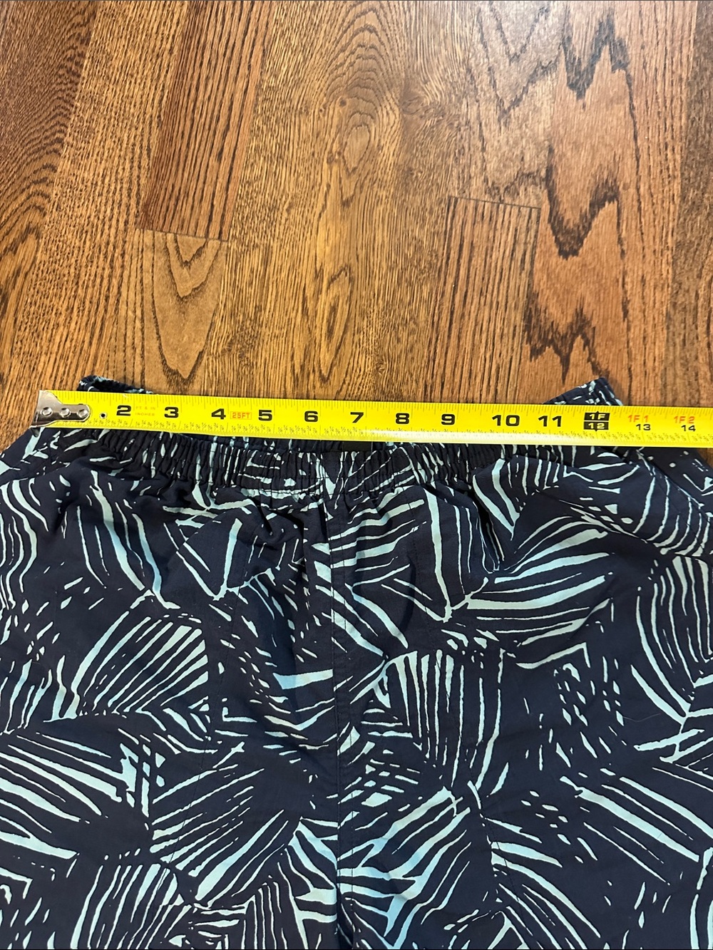 Patagonia Navy swim Shorts with Light Blue Leaf Pattern - Picture 7 of 9